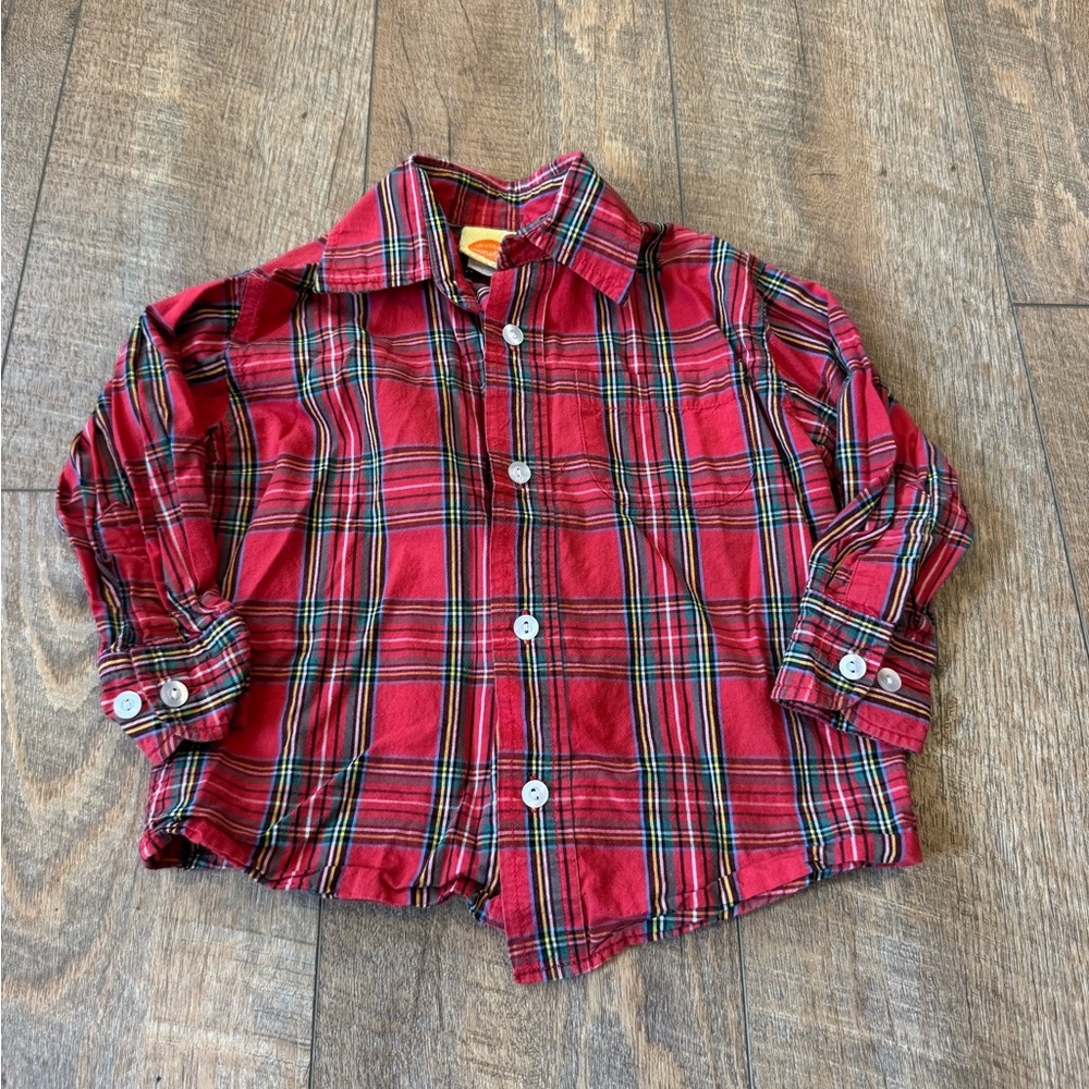 Toddler Boys Christmas Plaid Button Down Shirt - Southern Sunshine Kids - Size 3